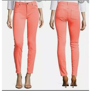 Women's Maje Mid Rise Slim Skinny Jeans Coral Pink Size 34 XS